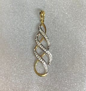 9ct Two Tone Twist Diamond Pendant