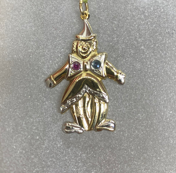 9ct Two Tone Clown Pendant