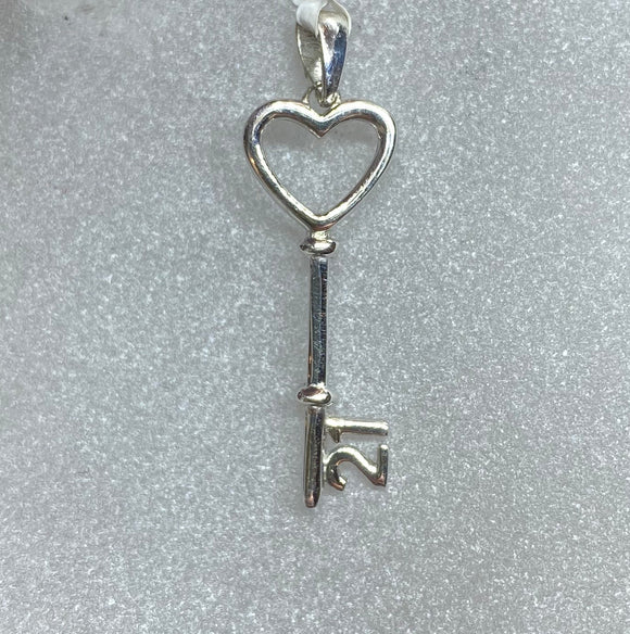 9ct White Gold 21st Key Pendant