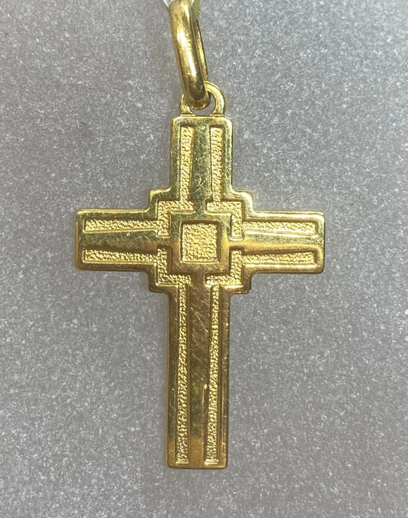 18ct Yellow Gold Geometric Cross