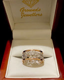 9ct Two Tone Gold Filigree Flower Diamond Dress Ring