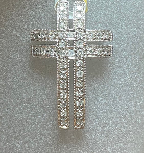 9ct White Gold Diamond Row Cross