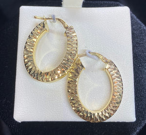 9ct Yellow Gold Oval Hoop Earrings