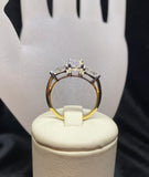 3 Stone Oval and Pear Cut Diamond Ring