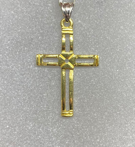 18ct Yellow & White Gold Cut Out Cross