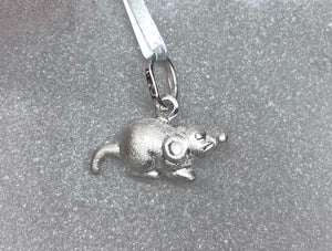 18ct White Gold Mouse Pendant Charm