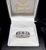9ct White Gold Sapphire Diamond Dress Ring