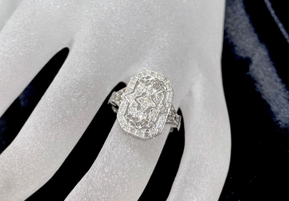 9ct White Gold Ornate Diamond Ring