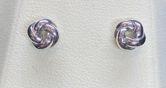 9ct White Gold Knot Studs