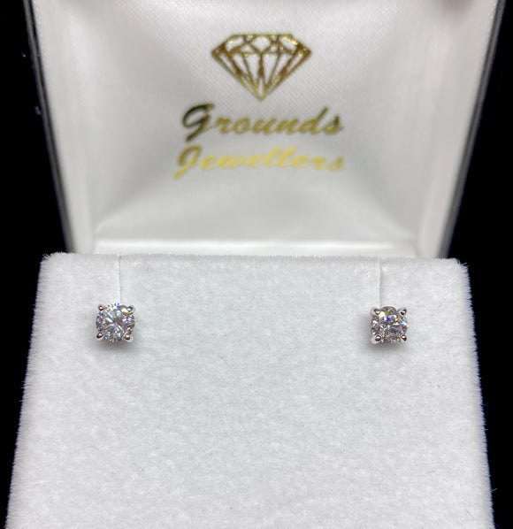 9ct White Gold Brilliant Cut Lab Grown Diamond Stud Earrings