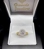 Bezel Set Brilliant Cut with Diamond Halo & Shoulders